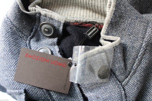 NWT Emozioni Uomo Italian Blue Gray Wool Button Up Men's Sweater Jacket S $240 - Picture 11 of 11