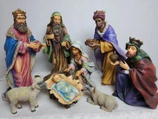 2001 LANG & WISE 8 Pc Nativity 1st Edition HOLY NIGHT By Stewart Sherwood *READ*