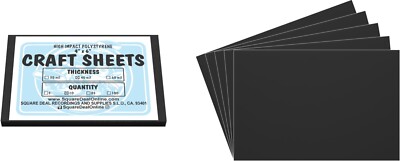 Black Flex Plasticard Polystyrene Craft Sheets - 4''x6'' - .040'' thick - 10 Pack