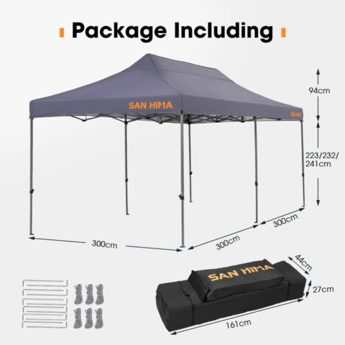 San Hima 3m x 6m Gazebo Portable Folding Pop Up Heavy Duty Steel Frame Camping - Picture 9 of 10