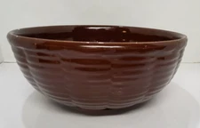 Watt Pottery Brown Glazed Ribbed Ovenware Mixing Bowl #102 USA Chippy Primative