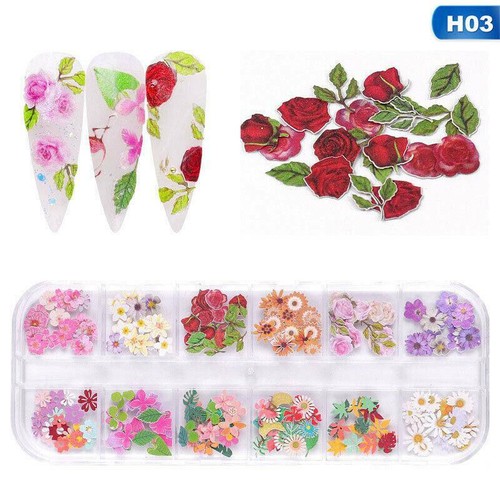 Nail Art Sequins Laser Holographic Flakes Glitter Foils 12 Colors 3D Butterfly - Picture 15 of 18