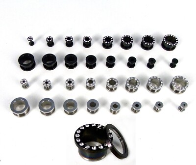 Tunnel Piercing Edelstahl Flash 1,5mm-14mm Schraubverschluss Ohrstecker Kristall