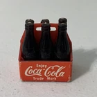 Vintage Miniature Coca Cola Coke 6 Pack Plastic Bottles and Holder