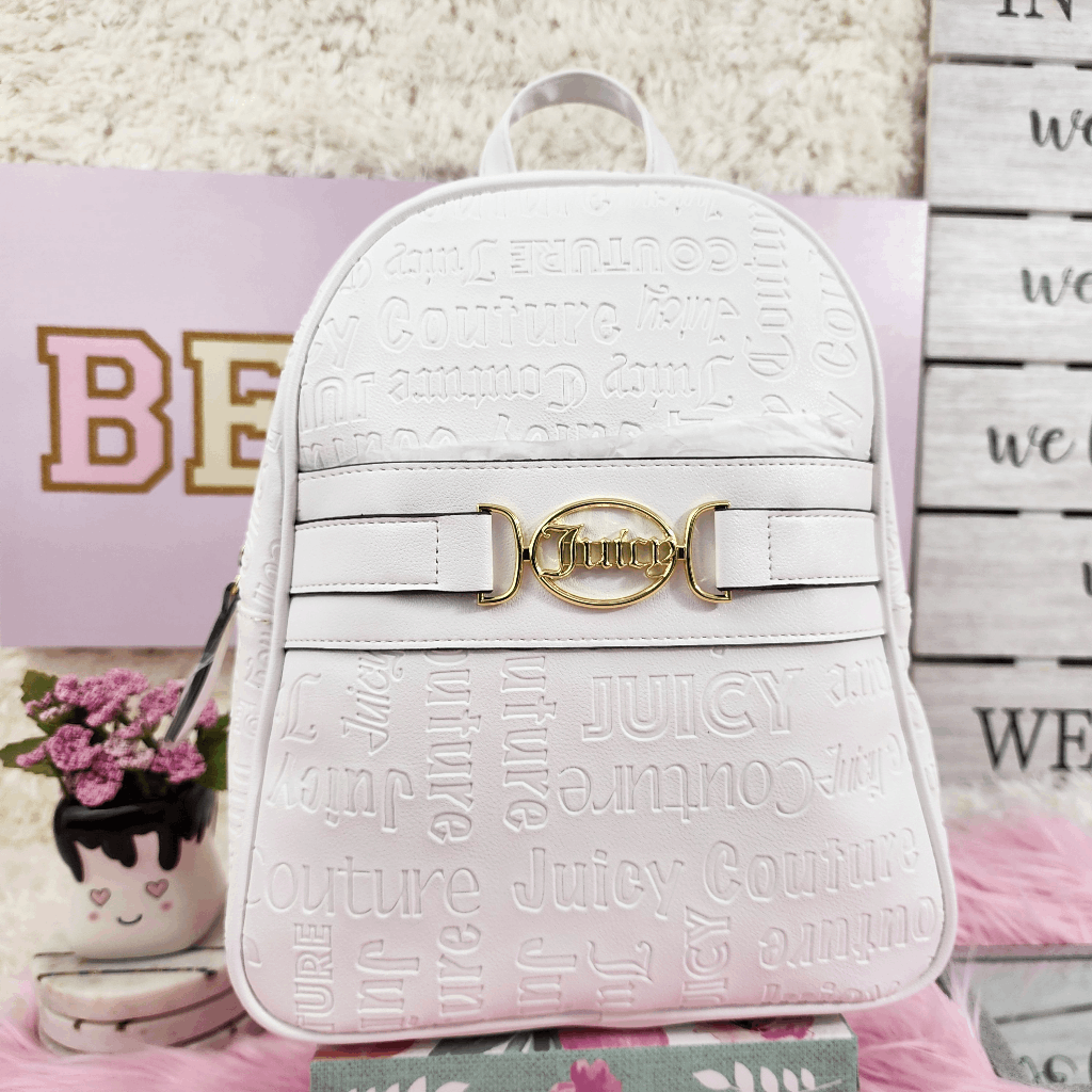 NWT {Juicy Couture} Logo Backpack {Deboss} Medallion White  display picture 2