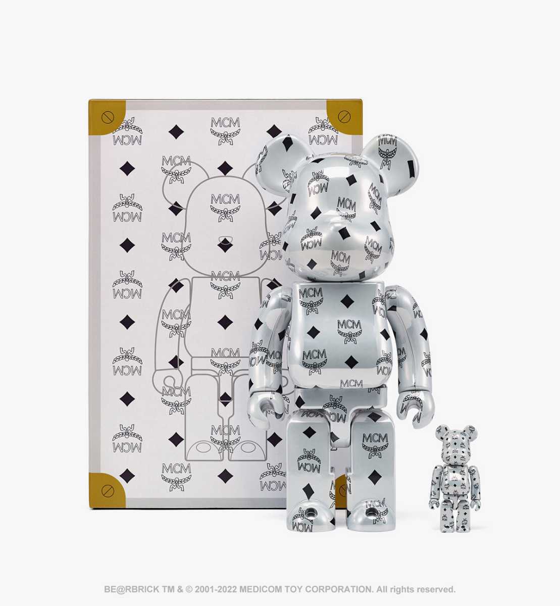 New Unopened BE RBRICK MCM WHITE CHROME VER 100 400 BARE BRICK MCM 