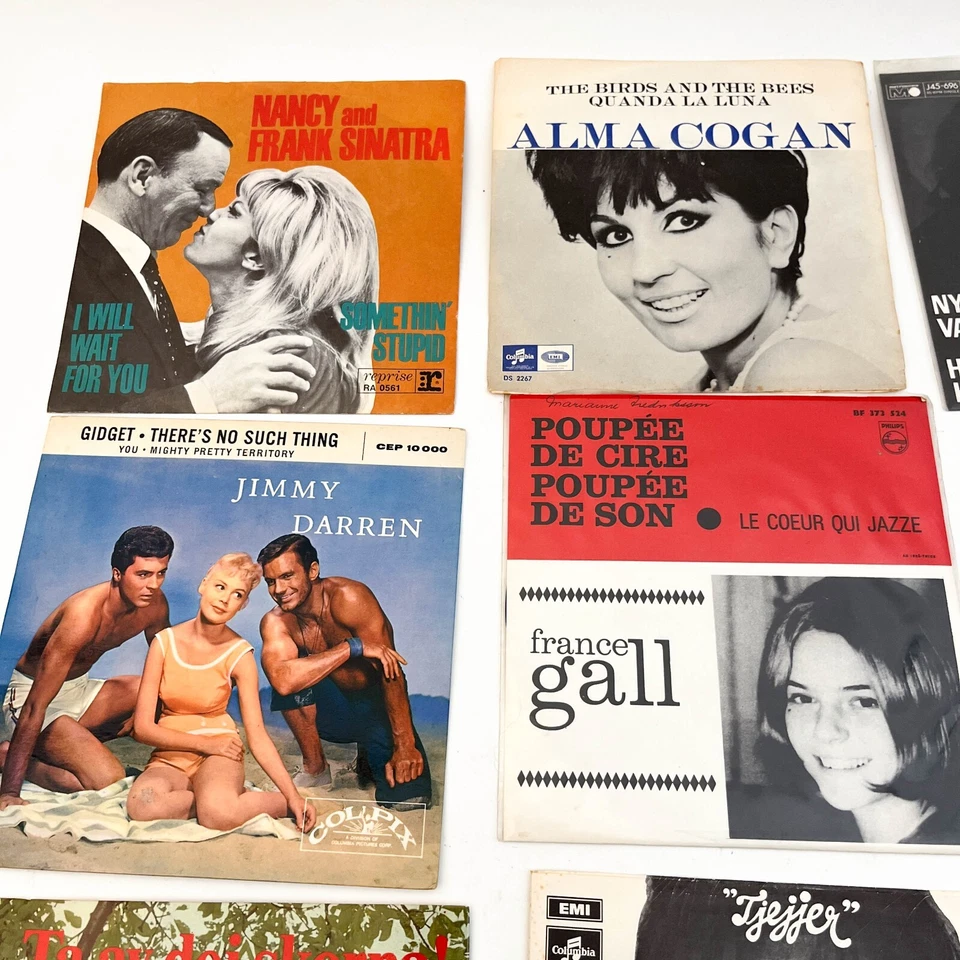Lote a granel de 18 vinilos años 45-NANCY & FRANK SINATRA Somethin' Stupid 45 7" algunos raros Foto 2 de 4