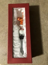 LSArts Glass Wine Bottle Stopper in Gift Box Christmas Snowman in Hat Brand New