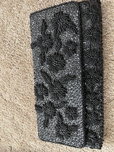 Vintage Black Beaded Handmade Purse/Clutch Bag
