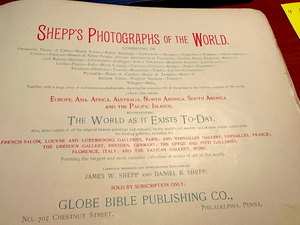 SHEPP'S PHOTOGRAPHS OF THE WORLD   1891 by Globe Bible Publishing Company - Image 3 of 4