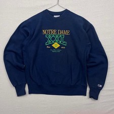 Vintage 90s Crable Sportswear Norte Dame Navy Embroidered Pullover Sweatshirt