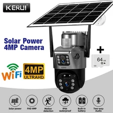 WIFI Solar Battery 4MP Wireless PTZ Security Camera Outdoor IP Audio 64G Card