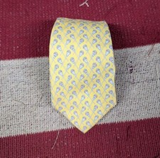 Vineyard Vines Mens Silk Neck Tie Lacrosse Stick Sports Athletic Yellow