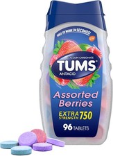 TUMS Extra Strength Assorted Berries Antacid Tablets for 96 Count Pack of 1 