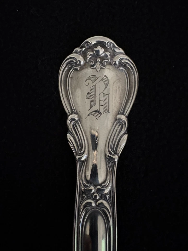 Tenedor y cuchara para servir ensalada Sterling Gorham Chantrilly 8 3/4" 4,9 oz monograma "B" Foto 4 de 4