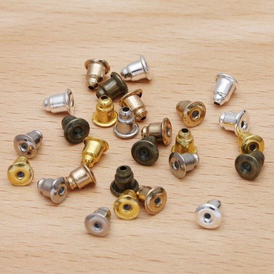 100PCS Brass Bullet Clutch Earrings Backs Gold/Bronze/Silver Tone 4X5mm CEA04