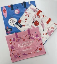 Trader Joe's Holiday Reusable Gift Bags Set of 3 New + Gift