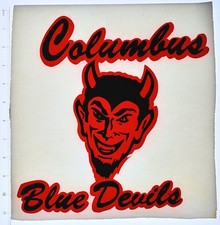 Original VINTAGE 1970s Heat Transfer | Columbus Blue Devils Mascot