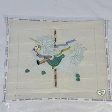 dede Handpainted Needlepoint Canvas Carousel Unicorn 11.25x9 18ct Circus Horse