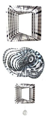 XL SS 3D Wind Spinner Square Motorcycle Set Stainless Steel 40mm Crystal Prism