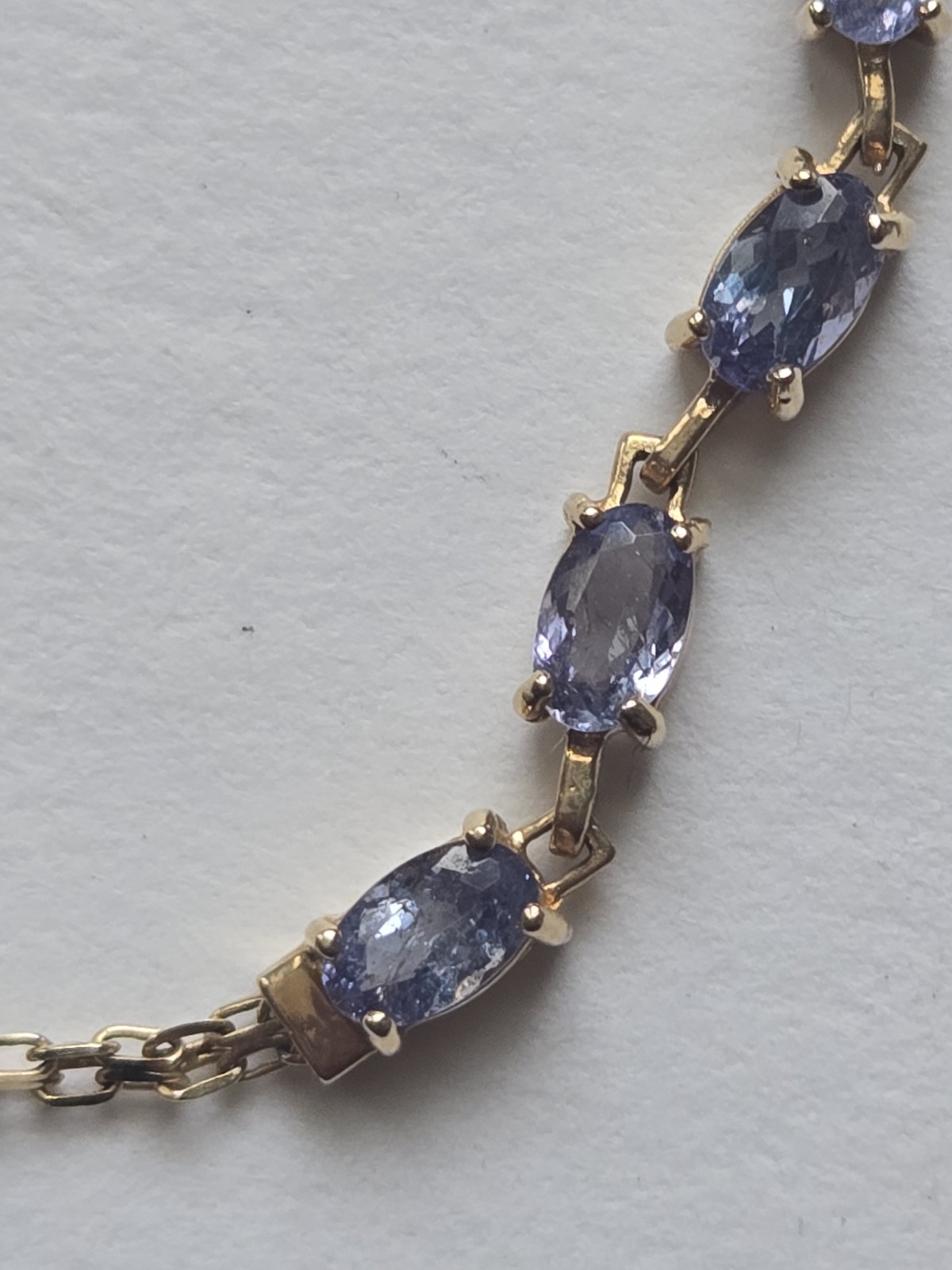 10K Solid Gold Iolite Station Double Link Bracele… - image 4