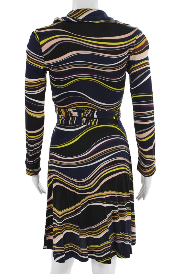 Vestido envolvente Diane Von Furstenberg para mujer negro seda manga larga rodilla talla 0 Foto 3 de 4