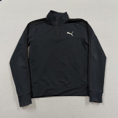 Puma Pullover Mens Medium Black 1/4 Zip Long Sleeve Performance Training Top