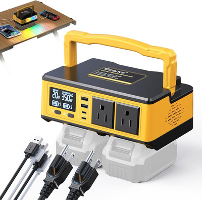 350W Portable Power Inverter Compatible with Dewalt 20V Battery, DC 20V to AC 11