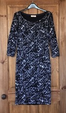 Per Una navy white lace overlay stretch dress 10
