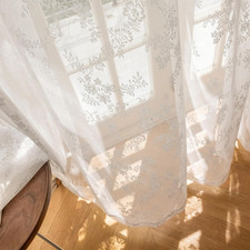 Elegant White Lace Sheer Curtains 96" Long, Set of 2 Panels, 42" W