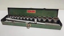 S-K Wayne 41653 Socket Wrench Set 18-Piece 12-Point Vintage w/ Metal Case