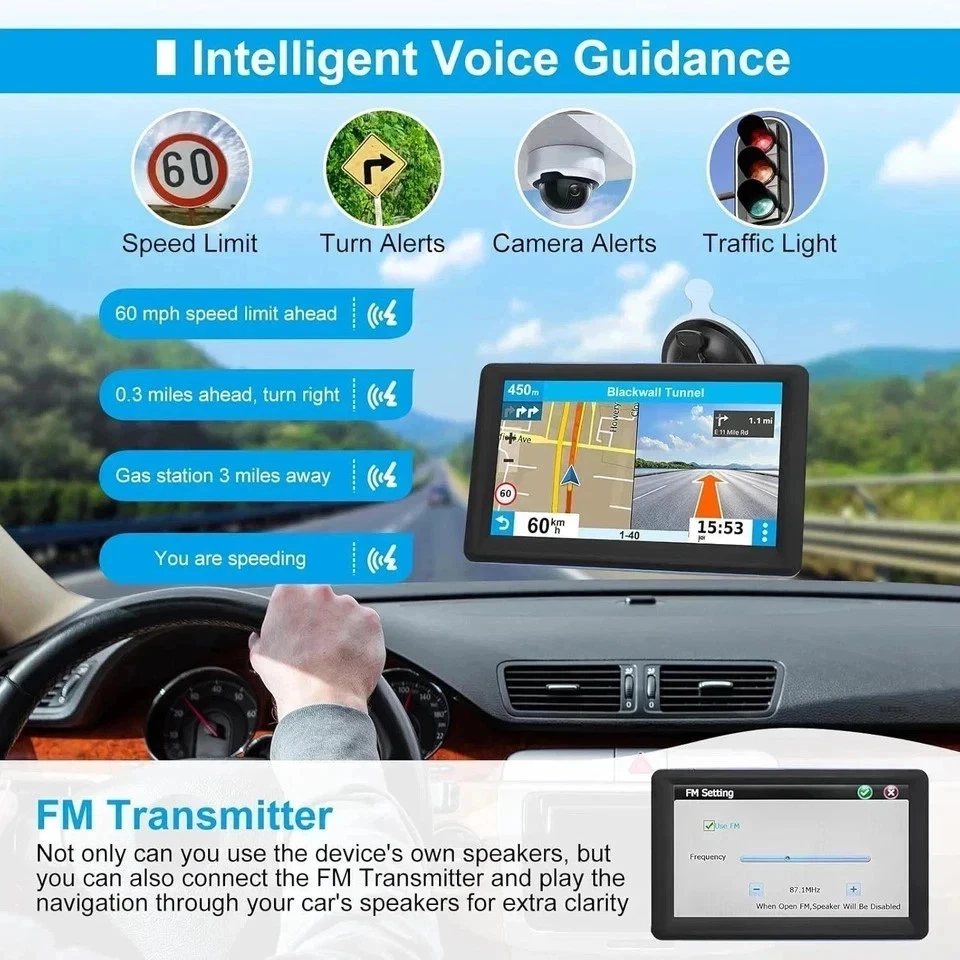 Car Truck GPS Navigation 7 Inch Touch Screen 2025 Maps Spoken Direction - Image 2 of 4