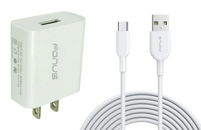 For TCL K33/K32 5G- 18W Fast Home Charger 6ft Long USB-C Cable Type-C Cord USB