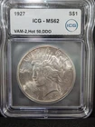 1927 Peace Silver Dollar -*Rare*  VAM-2 DDO Doubled Motto - ICG - MS-62 *HOT 50*