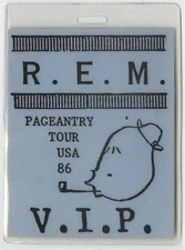 REM 1986 Concert Laminated Backstage Pass Pageantry Tour Vintage