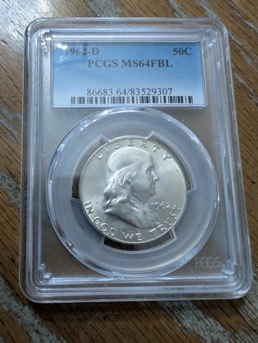 1962-D Franklin Half Dollar NGC MS64 90% FBL Frosty Coin
