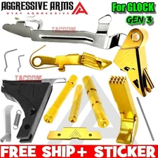AGGRESSIVE ARMS RAZZOR SHINY GOLD Trigger BAR LOWER PARTS KIT GEN 3 GLOCK 17 19