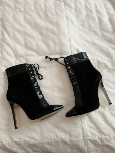 Versace H&M Black Lace Up Boots- Size 7/EUR 38 - image 1