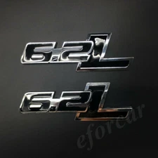 2pcs Metal Black Chrome 6.2L Car Trunk Emblem Fender Badge Decal Sticker 150 V8