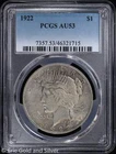 1922-P $1 Peace Silver Dollar PCGS AU 53