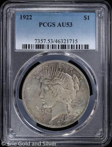 1922-P $1 Peace Silver Dollar PCGS AU 53
