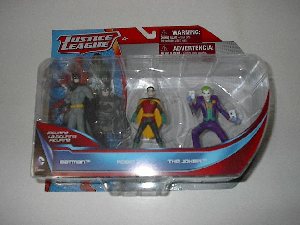 DC COMICS JUSTICE LEAGUE 3 УПАКОВКИ НОВЫЕ ЭКШН-ФИГУРКИ ИЗ ПВХ 4 ДЮЙМА НОВЫЕ 2016 РОБИН ДЖОКЕР - Изображение 2 из 3