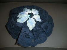 Vintage Blue Lace with Flower Woman's Covering Hat
