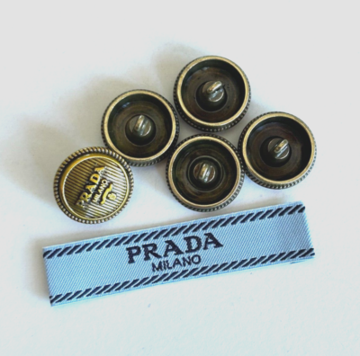 PRADA 御確認用 PRADA Buttons Set of 6 18mm Aged Gold Tone Metal + Label | eBay