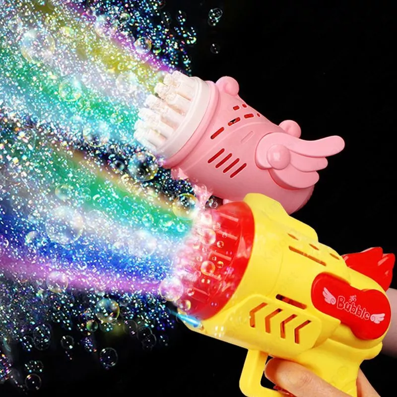 Bubble Gun Kids Toys Electric Automatic Soap Rocket Bubbles Machine Outdoor  Wedd