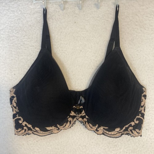 Natori BH 36D Bügel gepolsterte Cups verstellbare Träger T-Shirt BH Spitze schwarz