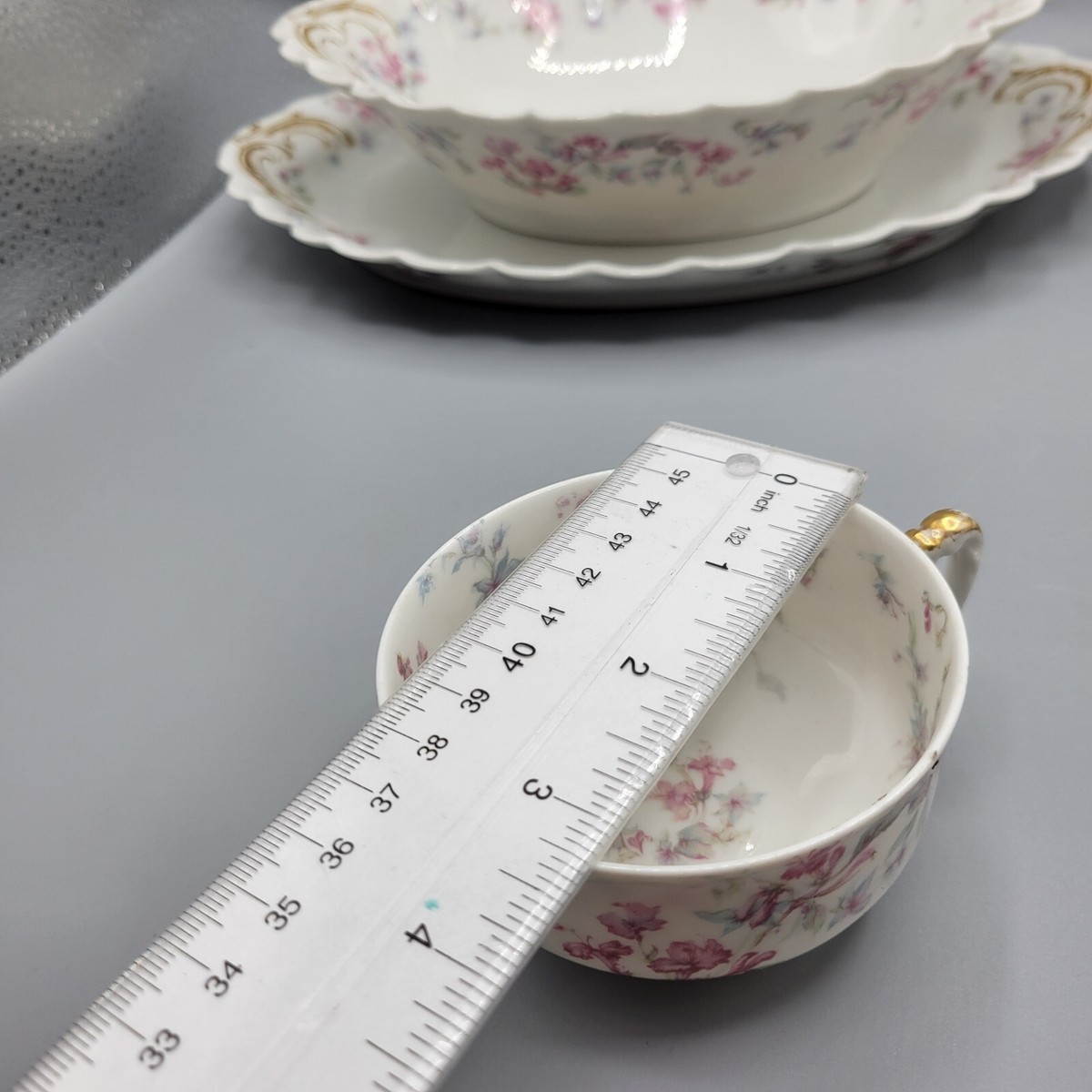 Antique Haviland Limoges China Set Of 16 Pieces Pink & Blue