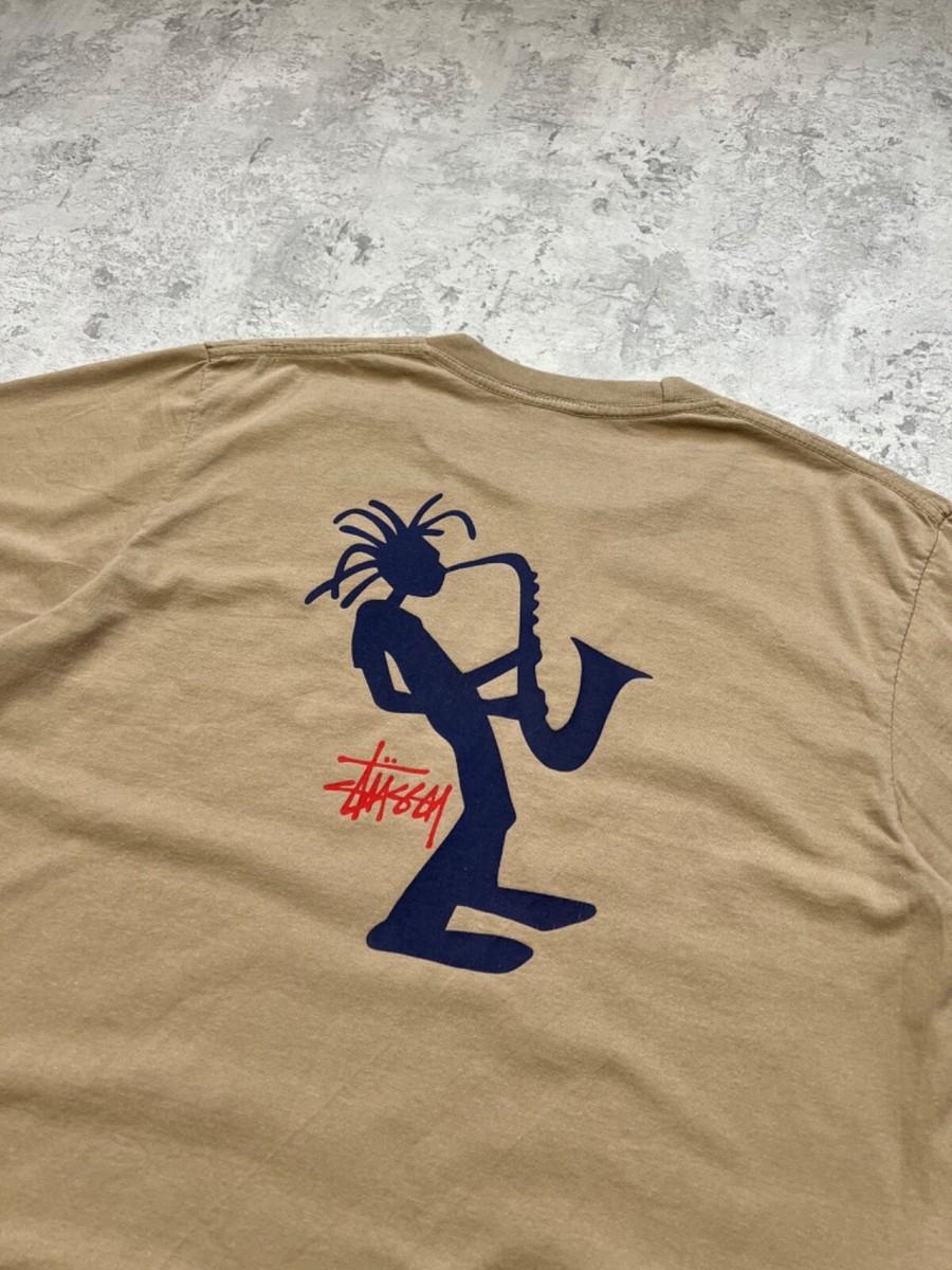 トップス old Stussy 90s Shadowman Saxophone sweat USED】90'S STUSSY SAX SHADOW MAN T-SHIRT | KONBINI