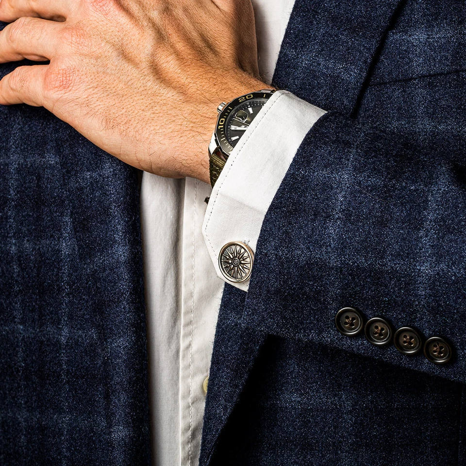 Gemelos Vergina Sun de plata de ley 925 - Joyería griega hecha a mano - Joyería para hombre Foto 2 de 4