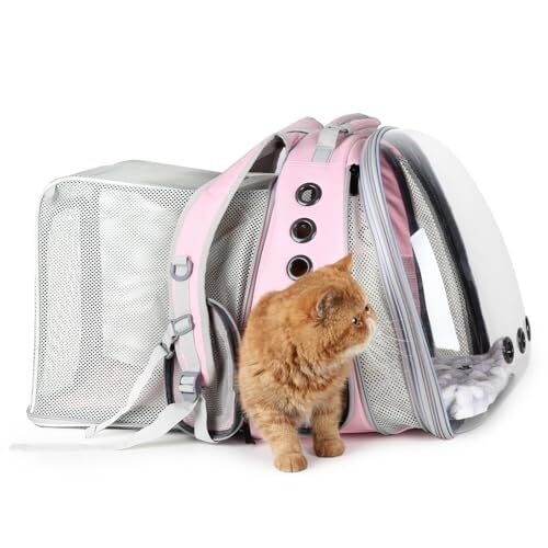 Pet Carrier Backpack, Bubble Backpack Carrier, Cats and Dual Expandable-Pink - Picture 2 of 7
